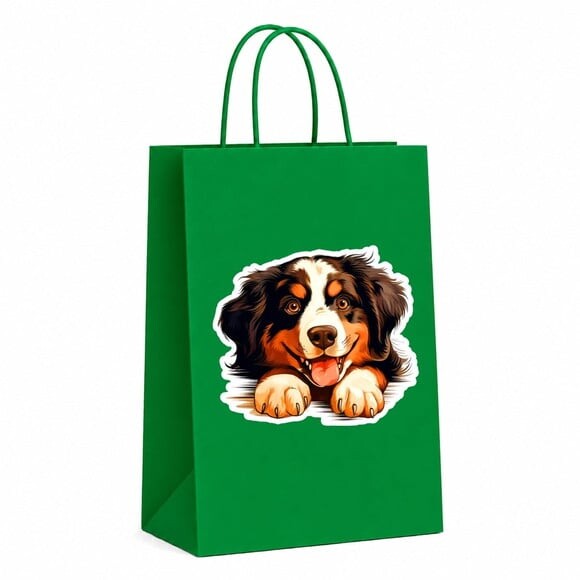 Sacola Papel Festa Raça Cachorro Cão da Montanha Bernês