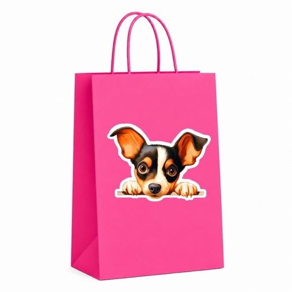 Sacola Papel Festa Raça Cachorro Fox Terrier Toy