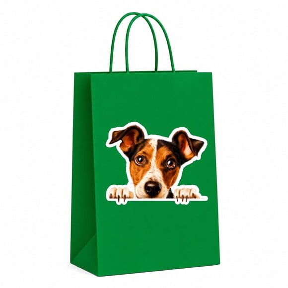 Sacola Papel Festa Raça Cachorro Fox Terrier de pelo Liso