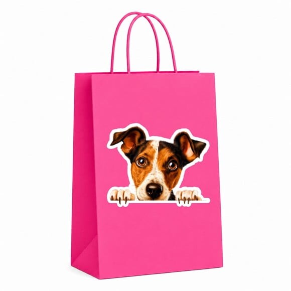 Sacola Papel Festa Raça Cachorro Fox Terrier de pelo Liso