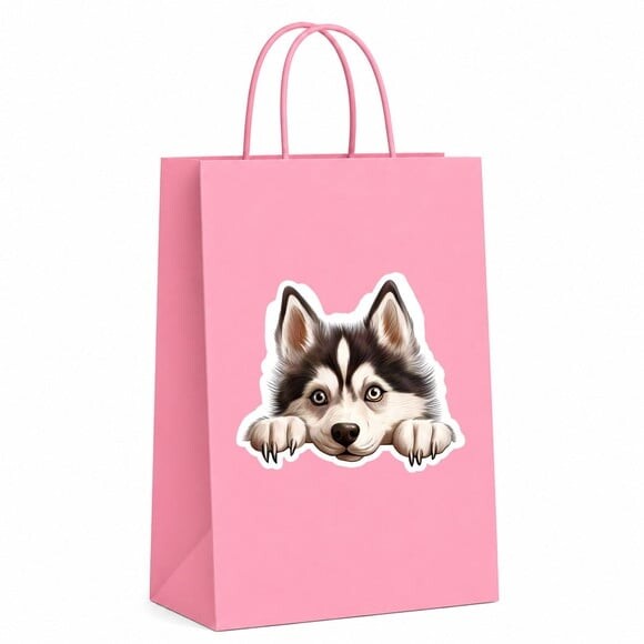 Sacola Papel Festa Raça Cachorro Husky Siberiano