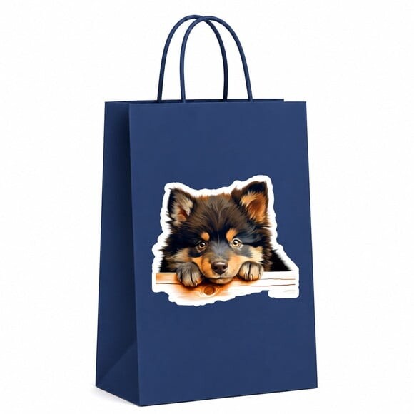 Sacola Papel Festa Raça Cachorro Lapphund Finlandês