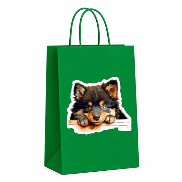 Sacola Papel Festa Raça Cachorro Lapphund Finlandês