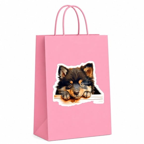 Sacola Papel Festa Raça Cachorro Lapphund Finlandês