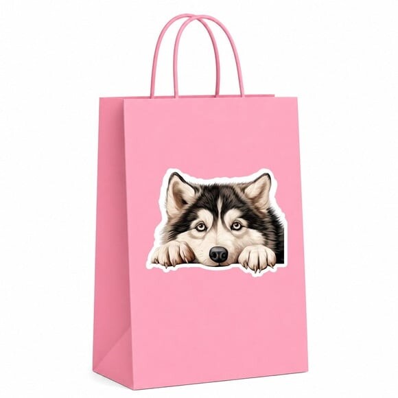 Sacola Papel Festa Raça Cachorro Malamute do Alasca