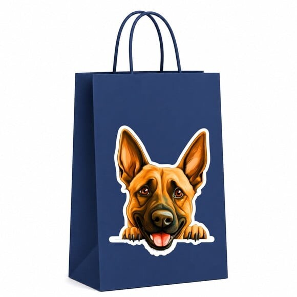 Sacola Papel Festa Raça Cachorro Pastor Belga Malinois