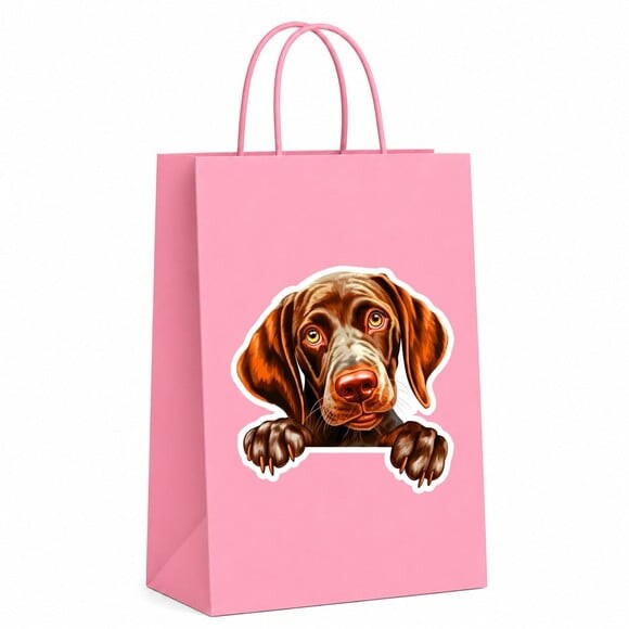 Sacola Papel Festa Raça Cachorro Pointer Alemão pelo Curto
