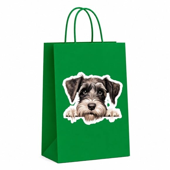 Sacola Papel Festa Raça Cachorro Schnauzer Standard