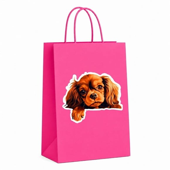 Sacola Papel Festa Raça Cachorro Spaniel Toy Inglês