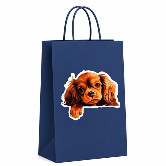 Sacola Papel Festa Raça Cachorro Spaniel Toy Inglês