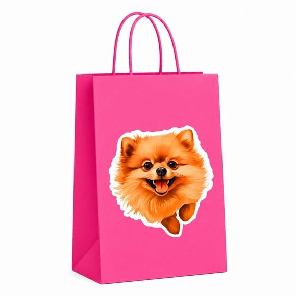 Sacola Papel Festa Raça Cachorro Spitz Alemão Anão