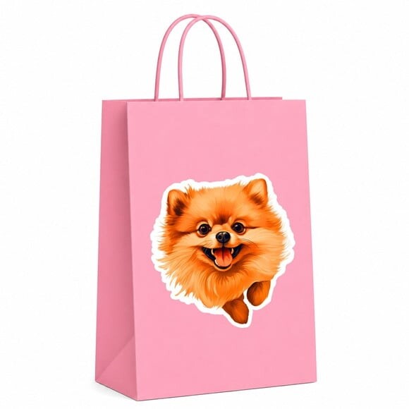 Sacola Papel Festa Raça Cachorro Spitz Alemão Anão
