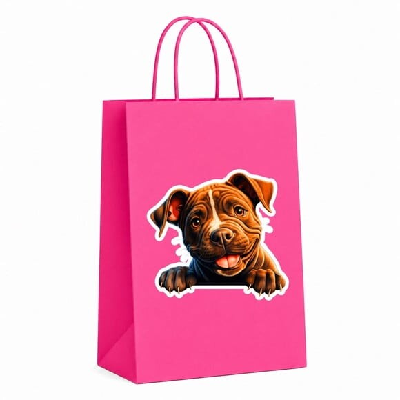 Sacola Papel Festa Raça Cachorro Staffordshire Bull Terrier