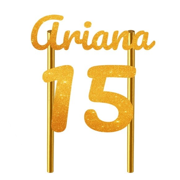 Topo de Bolo 15 Anos Glitter Nome Ariana