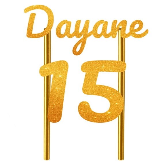 Topo de Bolo 15 Anos Glitter Nome Dayane