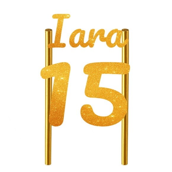 Topo de Bolo 15 Anos Glitter Nome Iara