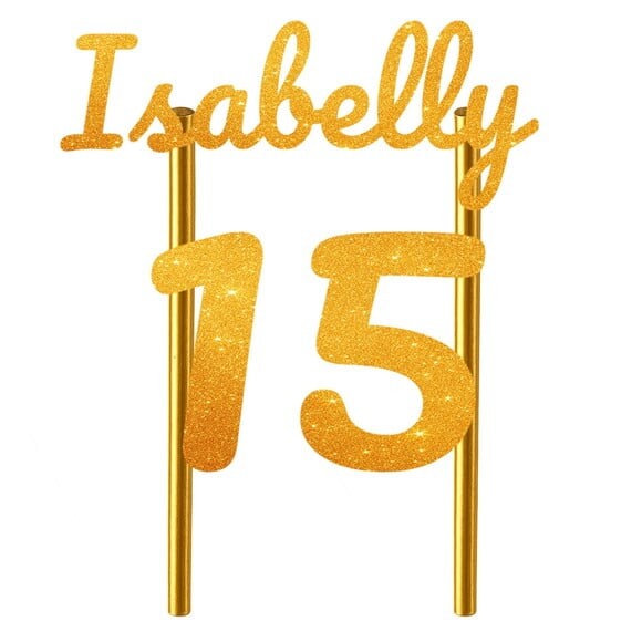 Topo de Bolo 15 Anos Glitter Nome Isabelly