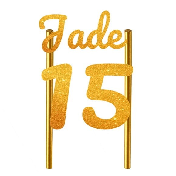 Topo de Bolo 15 Anos Glitter Nome Jade