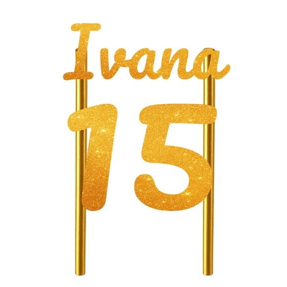 Topo de Bolo 15 Anos Glitter Nome Ivana