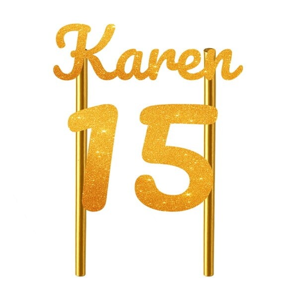 Topo de Bolo 15 Anos Glitter Nome Karen
