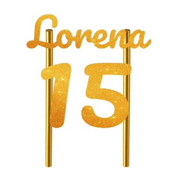 Topo de Bolo 15 Anos Glitter Nome Lorena