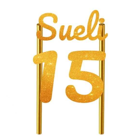 Topo de Bolo 15 Anos Glitter Nome Sueli