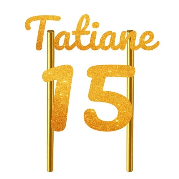 Topo de Bolo 15 Anos Glitter Nome Tatiane