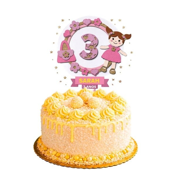 Topo de Bolo Premium Personalizado Boneca Bebê