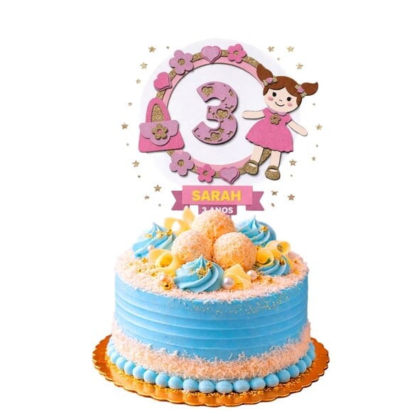 Topo de Bolo Premium Personalizado Boneca Bebê
