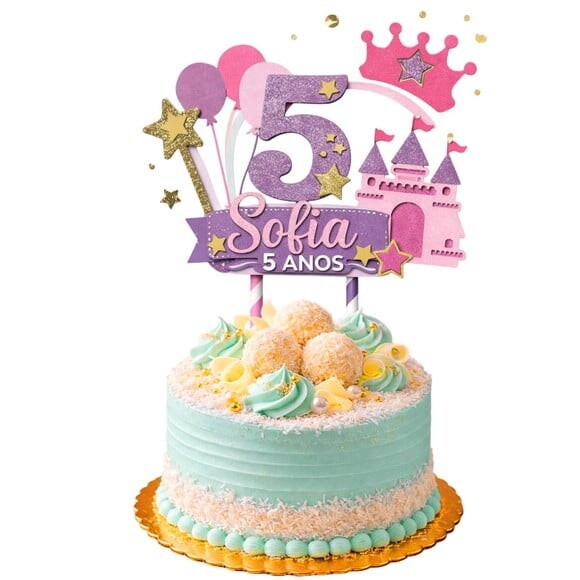 Topo de Bolo Premium Personalizado Castelo de Princesa