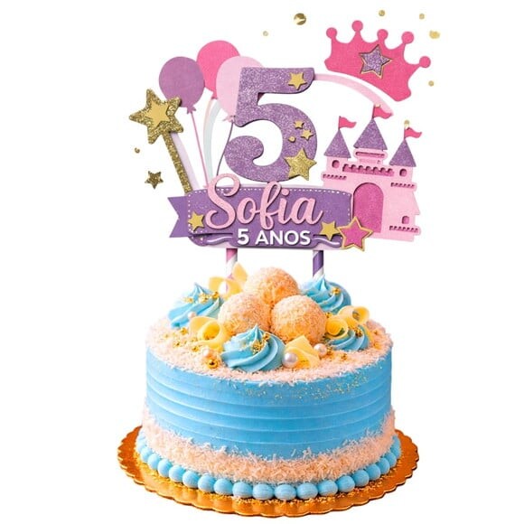 Topo de Bolo Premium Personalizado Castelo de Princesa