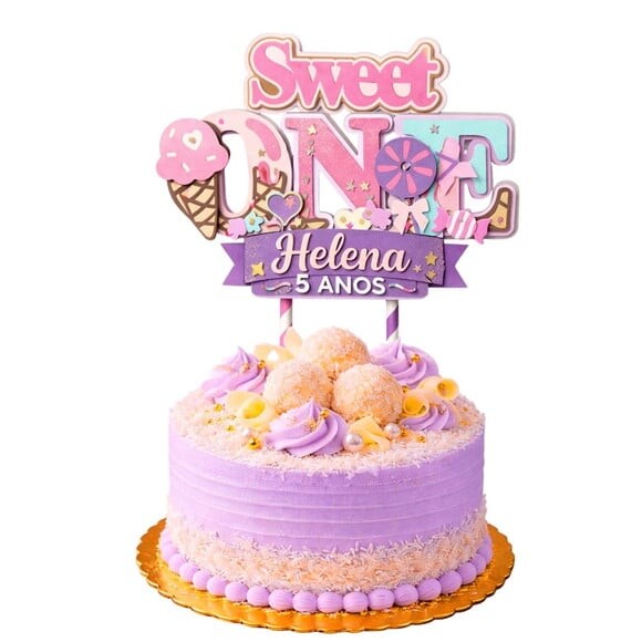 Topo de Bolo Premium Personalizado Doces
