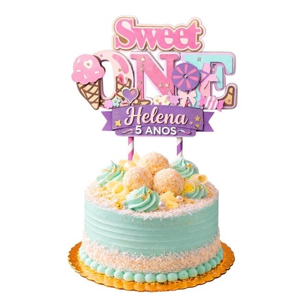 Topo de Bolo Premium Personalizado Doces