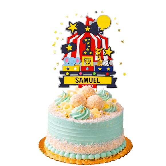 Topo de Bolo Premium Personalizado Circo