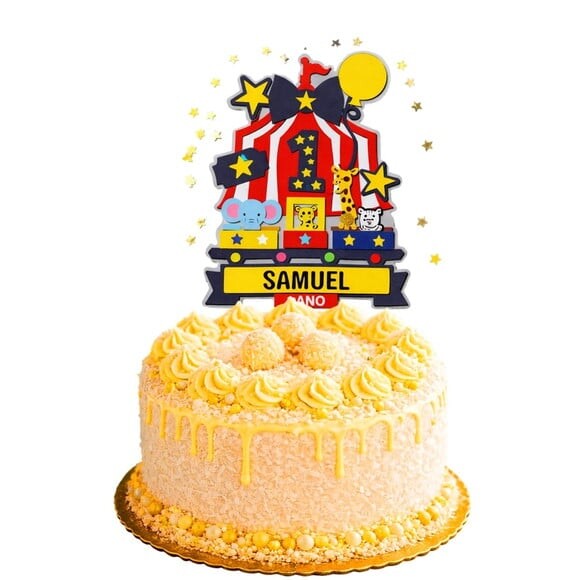 Topo de Bolo Premium Personalizado Circo