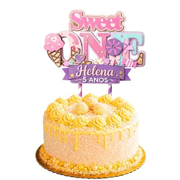 Topo de Bolo Premium Personalizado Doces