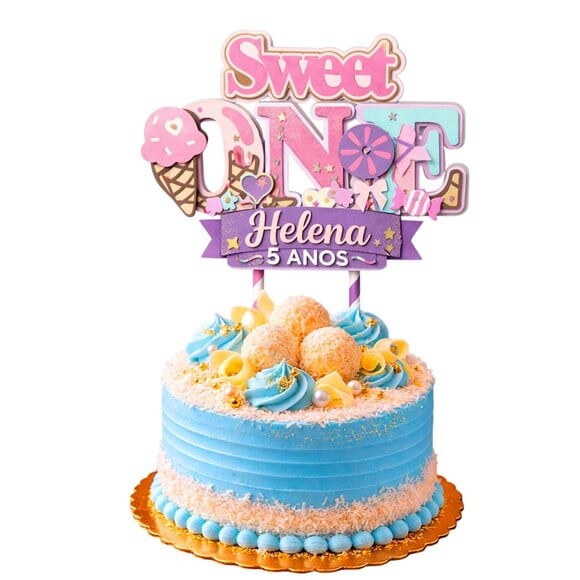 Topo de Bolo Premium Personalizado Doces