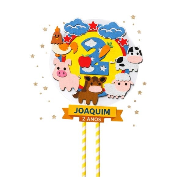 Topo de Bolo Premium Personalizado Fazendinha