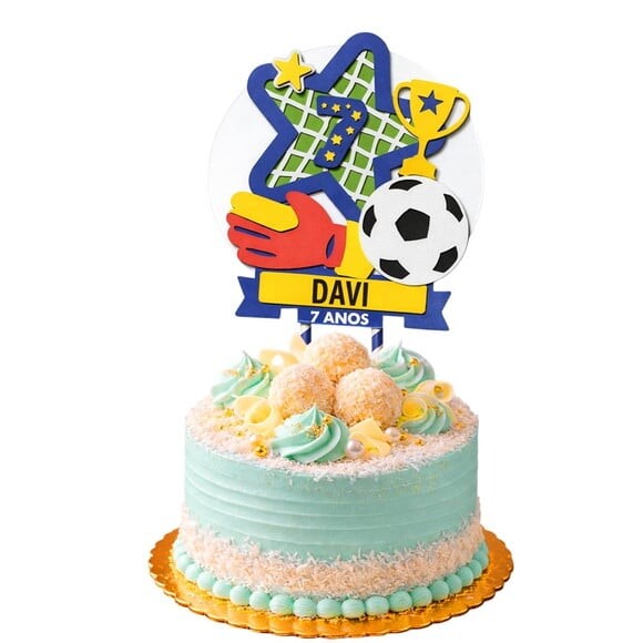 Topo de Bolo Premium Personalizado Futebol