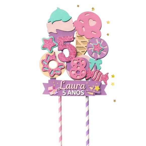 Topo de Bolo Premium Personalizado Guloseimas