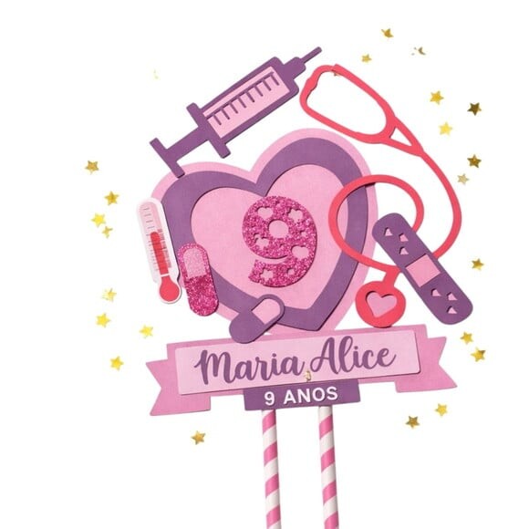 Topo de Bolo Premium Personalizado Médica Menina