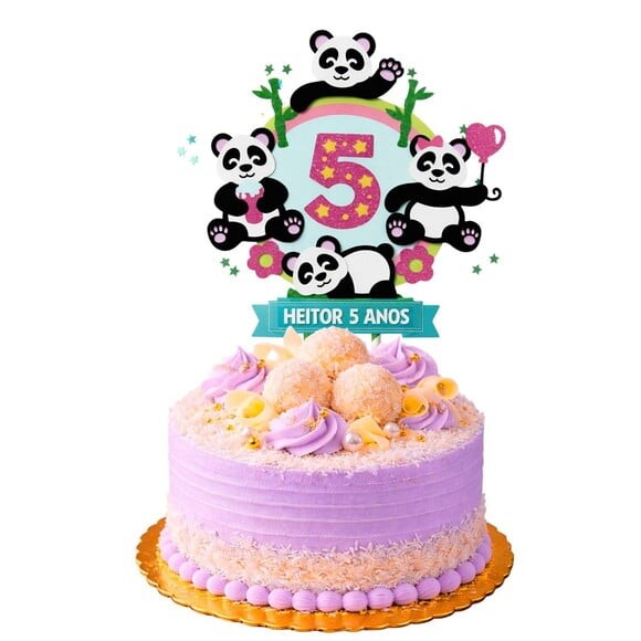 Topo de Bolo Premium Personalizado Pandinhas