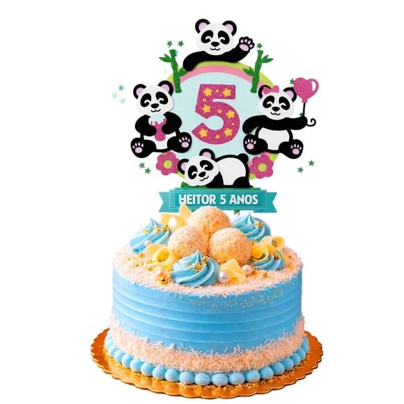 Topo de Bolo Premium Personalizado Pandinhas