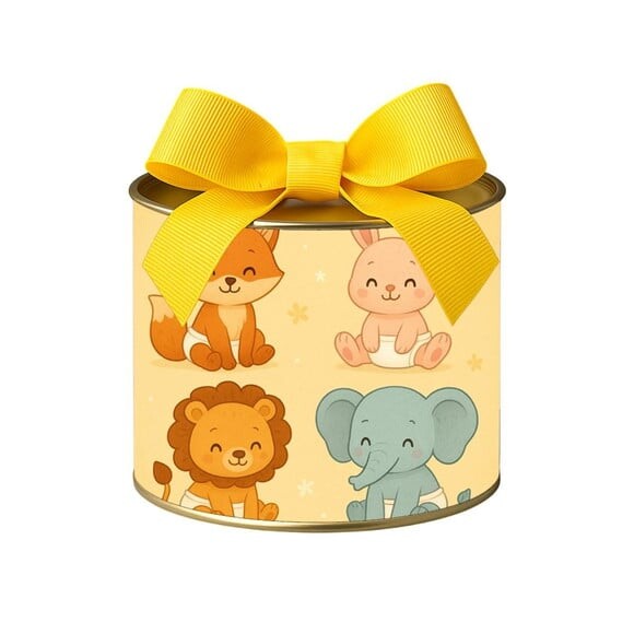 Tubo Lata Metalizada 7x10 Animais Fofinhos Baby