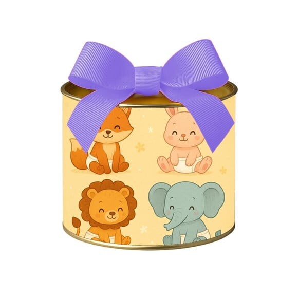 Tubo Lata Metalizada 7x10 Animais Fofinhos Baby