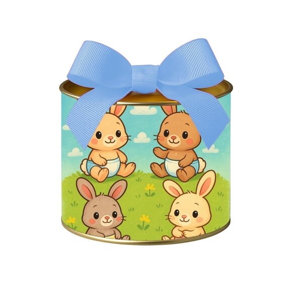 Tubo Lata Metalizada 7x10 Coelhinhos Baby