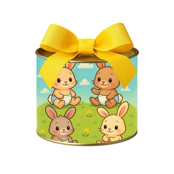 Tubo Lata Metalizada 7x10 Coelhinhos Baby
