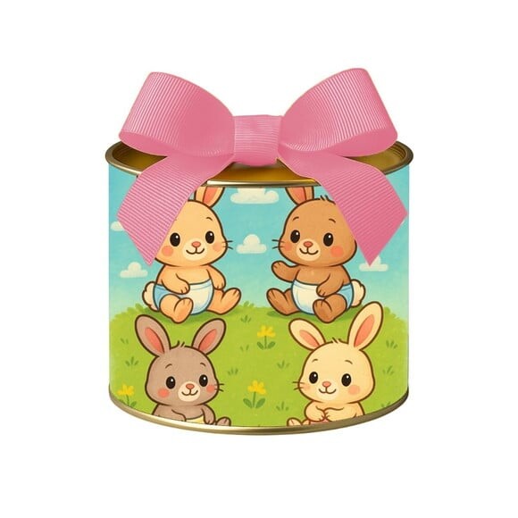 Tubo Lata Metalizada 7x10 Coelhinhos Baby