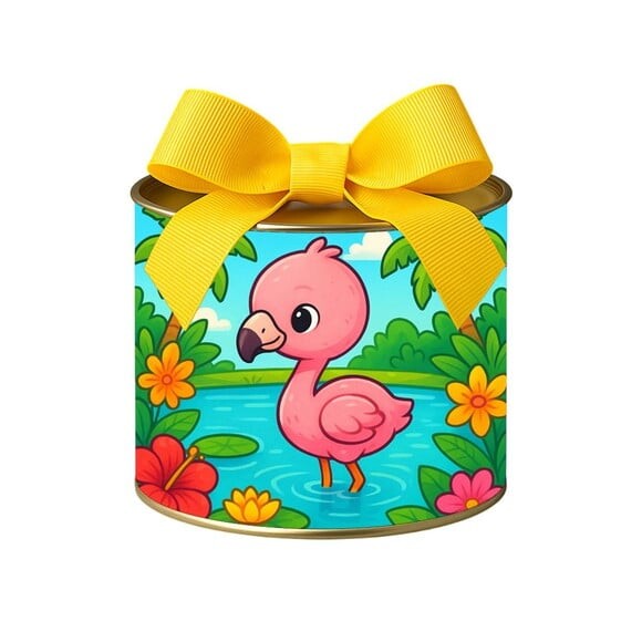 Tubo Lata Metalizada 7x10 Flamingo Baby