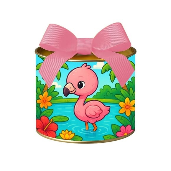 Tubo Lata Metalizada 7x10 Flamingo Baby